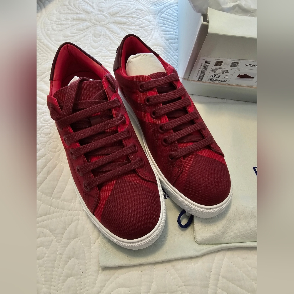 HOST PICK!!!! Burberry New Albridge Check Cotton Sneakers - Picture 2 of 13